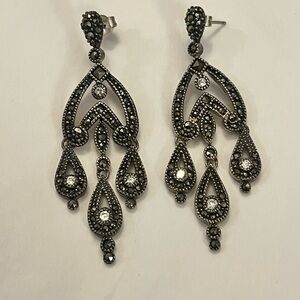 VINTAGE Marcasite Sterling Silver Chandelier Earrings